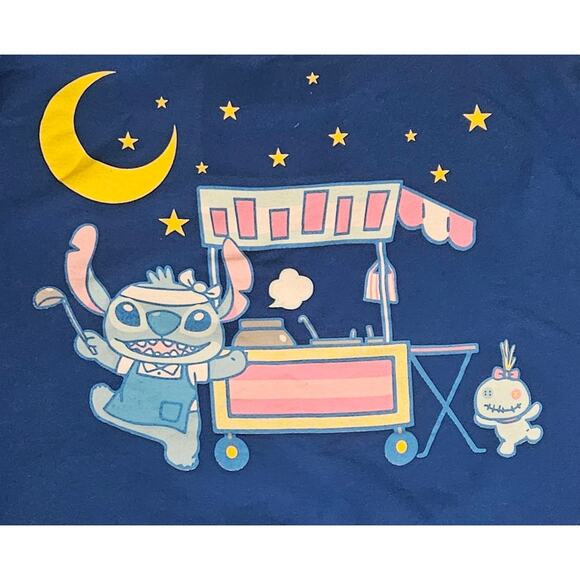 Disney Stitch & Scrump Night Market Blue Crew Neck Sweatshirt Size Medium - Picture 4 of 7